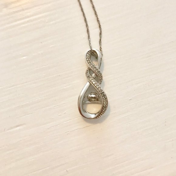 Diamond Double Cascading Infinity Pendant in 10K W - Picture 2 of 4